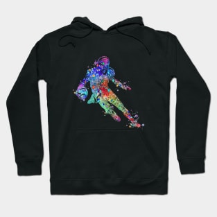 Boy American Football Player Watercolor Silhouette Hoodie